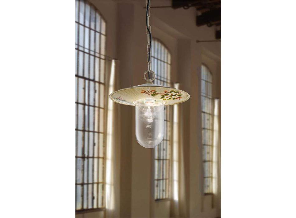 Udendørs hængende lampe i aluminium håndmalet blomsterdekor - Genova Viadurini
