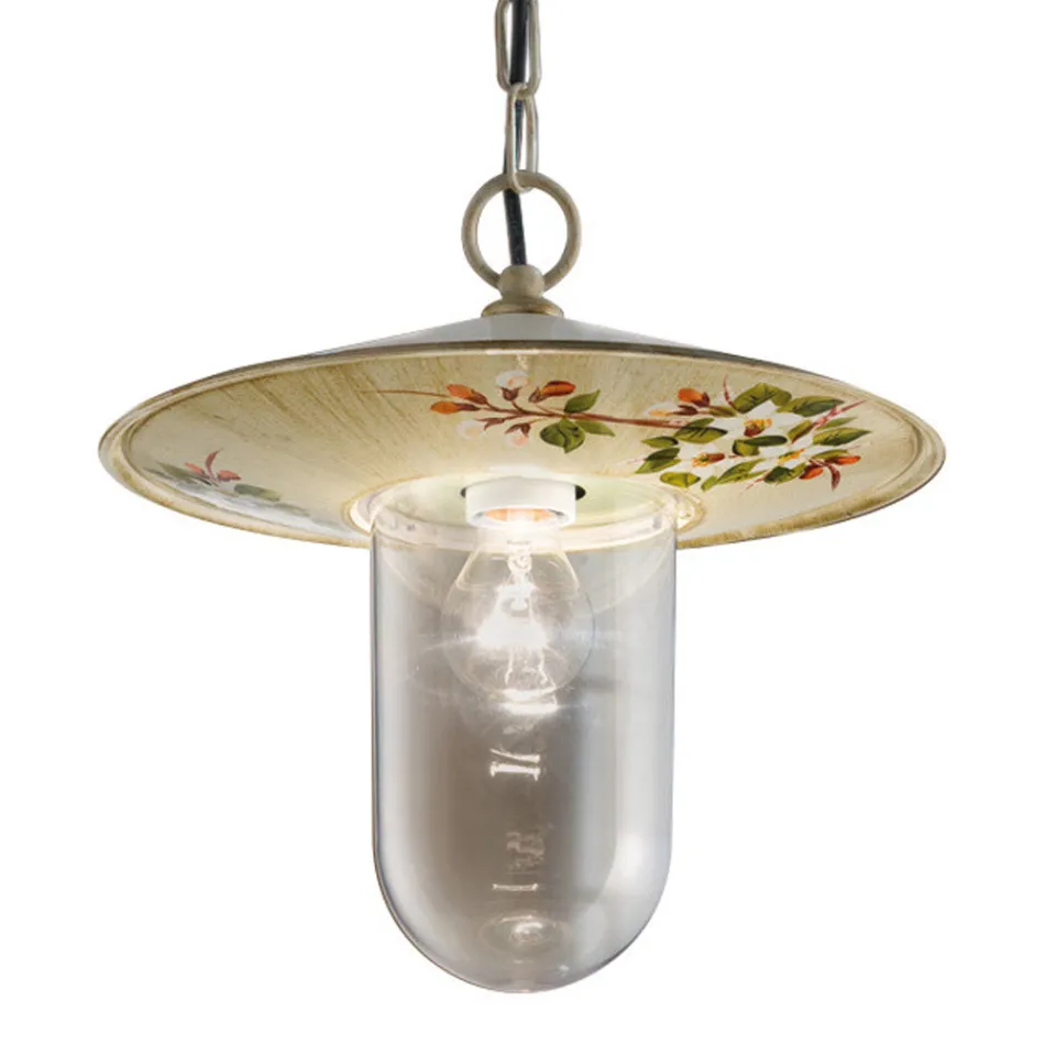 Udendørs hængende lampe i aluminium håndmalet blomsterdekor - Genova Viadurini