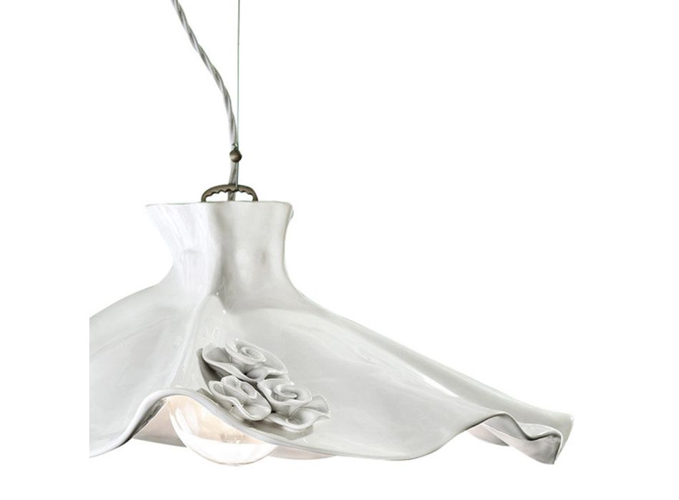 Håndlavet hængelampe i blank keramik og roser 2 størrelser - Lecco Viadurini