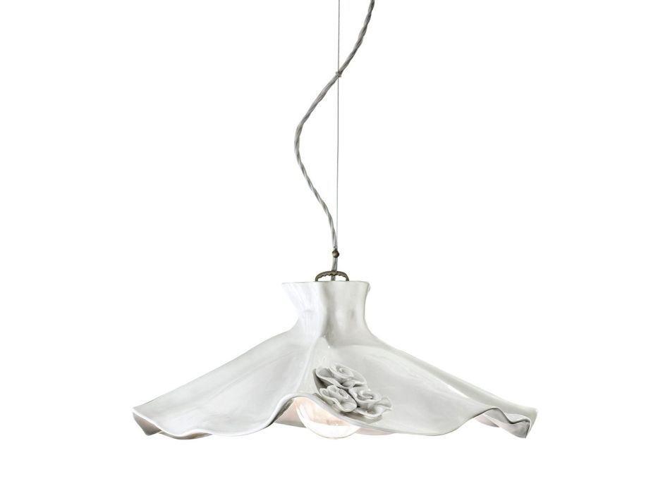 Håndlavet hængelampe i blank keramik og roser 2 størrelser - Lecco Viadurini