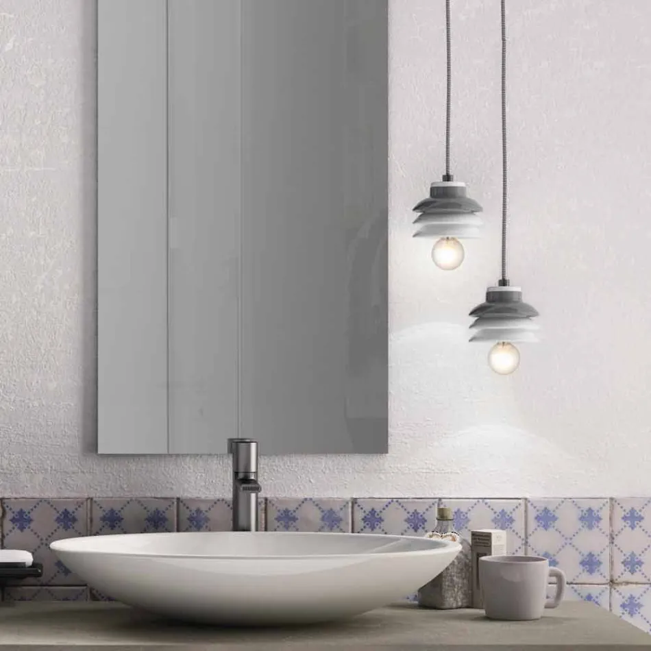 Suspension lampe i keramik og moderne aluminium lavet i Italien Asien Viadurini