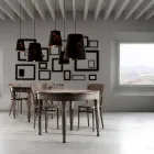 Hængende lampe i antracit hør med internt design Print 2 størrelser - Bramosia Viadurini