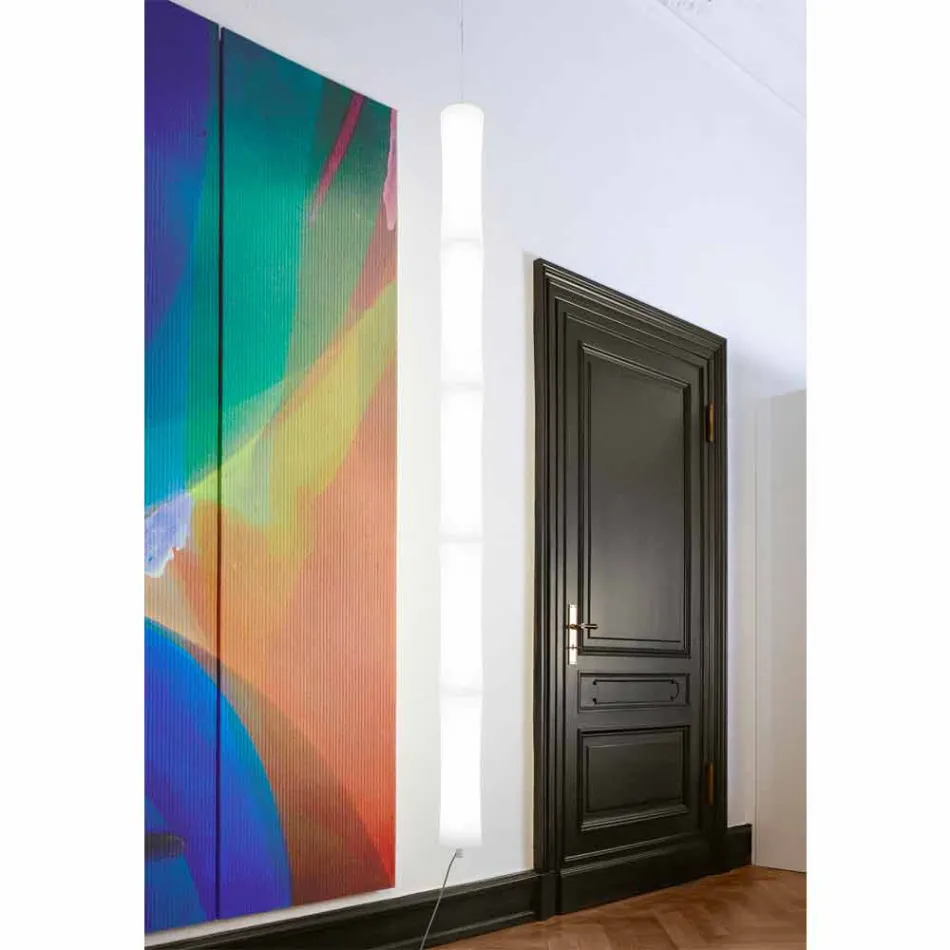 Hængende lampe i hvid polyethylen og metal fremstillet i Italien - Asturien Viadurini