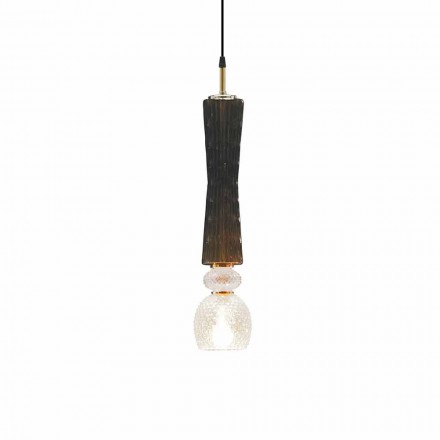 Hængende lampe i Murano-glas med stofkabel Fremstillet i Italien - Missi Viadurini