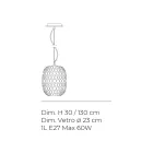 Pendellampe i venetiansk glas og forkromet metal, fremstillet i Italien - Calima Viadurini