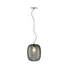 Pendellampe i venetiansk glas og forkromet metal, fremstillet i Italien - Calima Viadurini