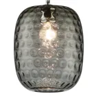 Pendellampe i venetiansk glas og forkromet metal, fremstillet i Italien - Calima Viadurini