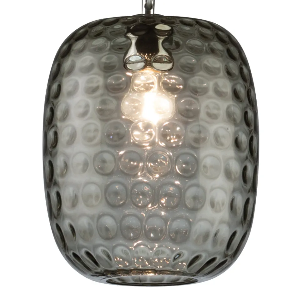Pendellampe i venetiansk glas og forkromet metal, fremstillet i Italien - Calima Viadurini