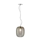 Pendellampe i venetiansk glas og forkromet metal, fremstillet i Italien - Calima Viadurini