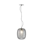 Pendellampe i venetiansk glas og forkromet metal, fremstillet i Italien - Calima Viadurini