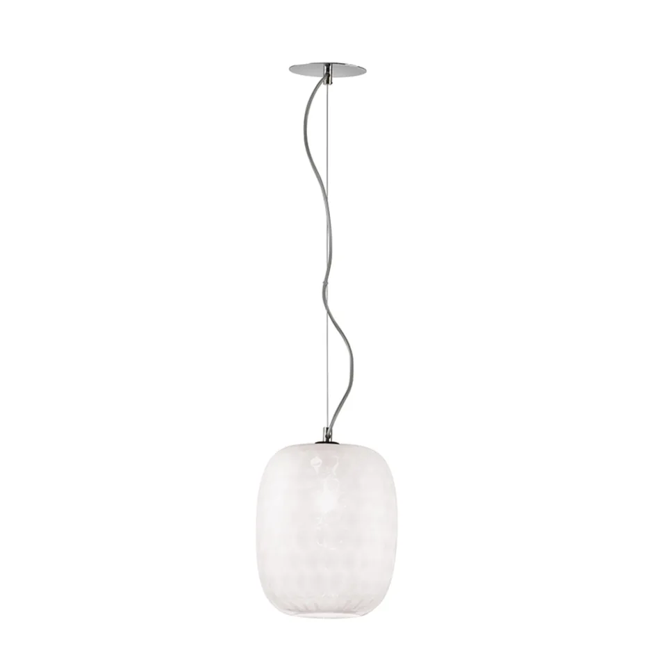 Pendellampe i venetiansk glas og forkromet metal, fremstillet i Italien - Calima Viadurini