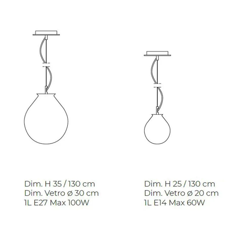 Pendellampe i håndblæst venetiansk glas - ballon Viadurini