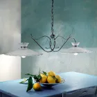 Lineær suspenderet lampe 2 lys Keramisk håndlavet broderieffekt - Ravenna Viadurini