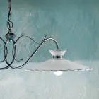 Lineær suspenderet lampe 2 lys Keramisk håndlavet broderieffekt - Ravenna Viadurini