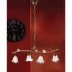 Lineær suspenderet lampe 4 lys i jern, glas og keramiske roser - Siena Viadurini