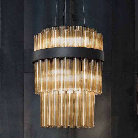 Moderne suspenderet lampe i luksus blæst glas lavet i Italien - Maesta Viadurini