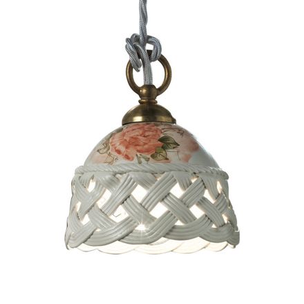 Rund hængelampe i dekoreret perforeret håndlavet keramik - Verona Viadurini