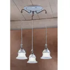 Rund hængelampe i jern, glas, håndmalet keramik - Ferrara Viadurini