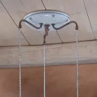 Rund hængelampe i jern, glas, håndmalet keramik - Ferrara Viadurini