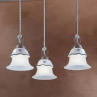 Rund hængelampe i jern, glas, håndmalet keramik - Ferrara Viadurini