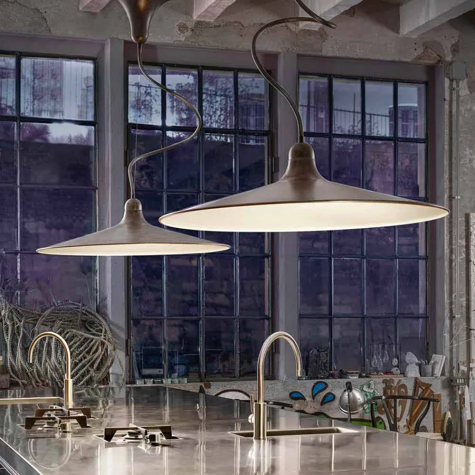 Vintage ophængt lampe i aluminium fremstillet i Italien - Sassmaòr Viadurini