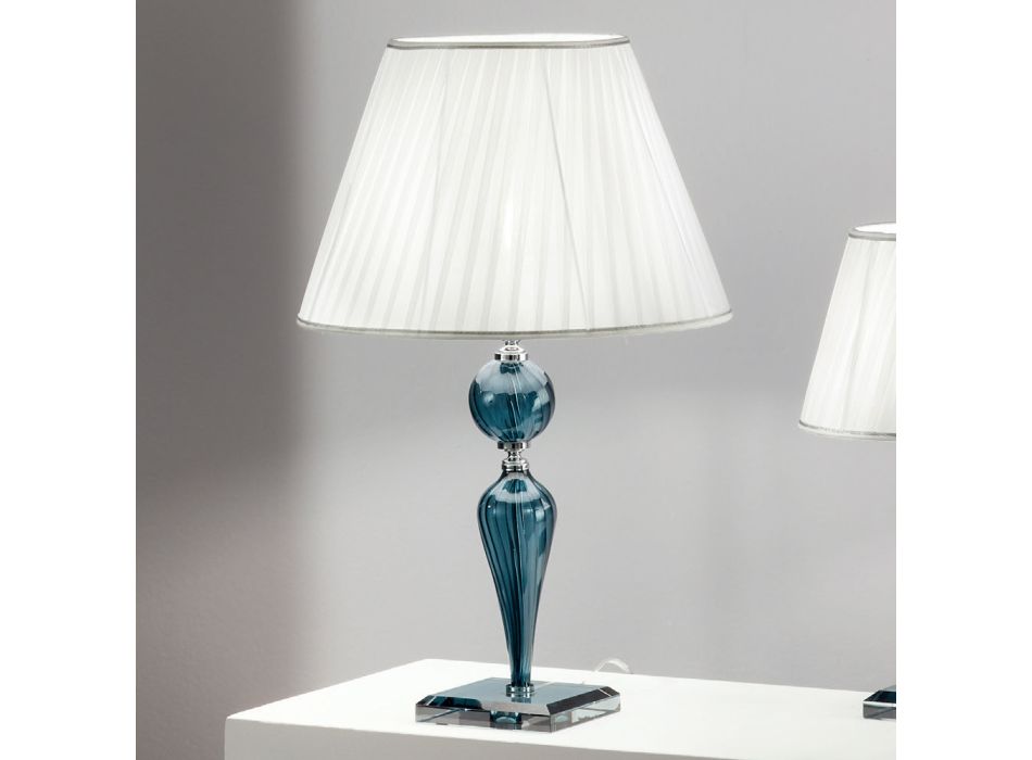 Klassisk bordlampe i håndlavet Rigaton glas og metal - Fievole Viadurini