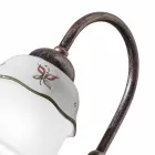 Vintage håndmalet bordlampe i jern, glas og keramik - Ferrara Viadurini