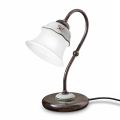 Vintage håndmalet bordlampe i jern, glas og keramik - Ferrara