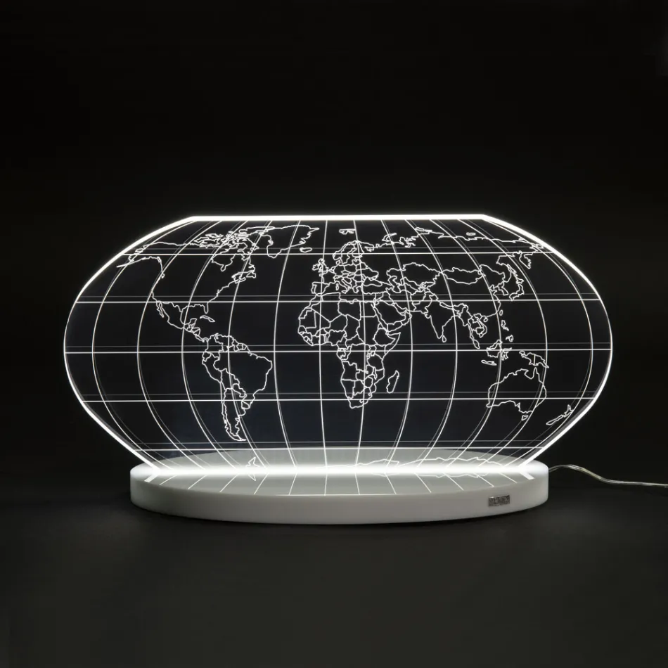 Planisphere Led bordlampe i lasergraveret akrylkrystal - Rihanna Viadurini