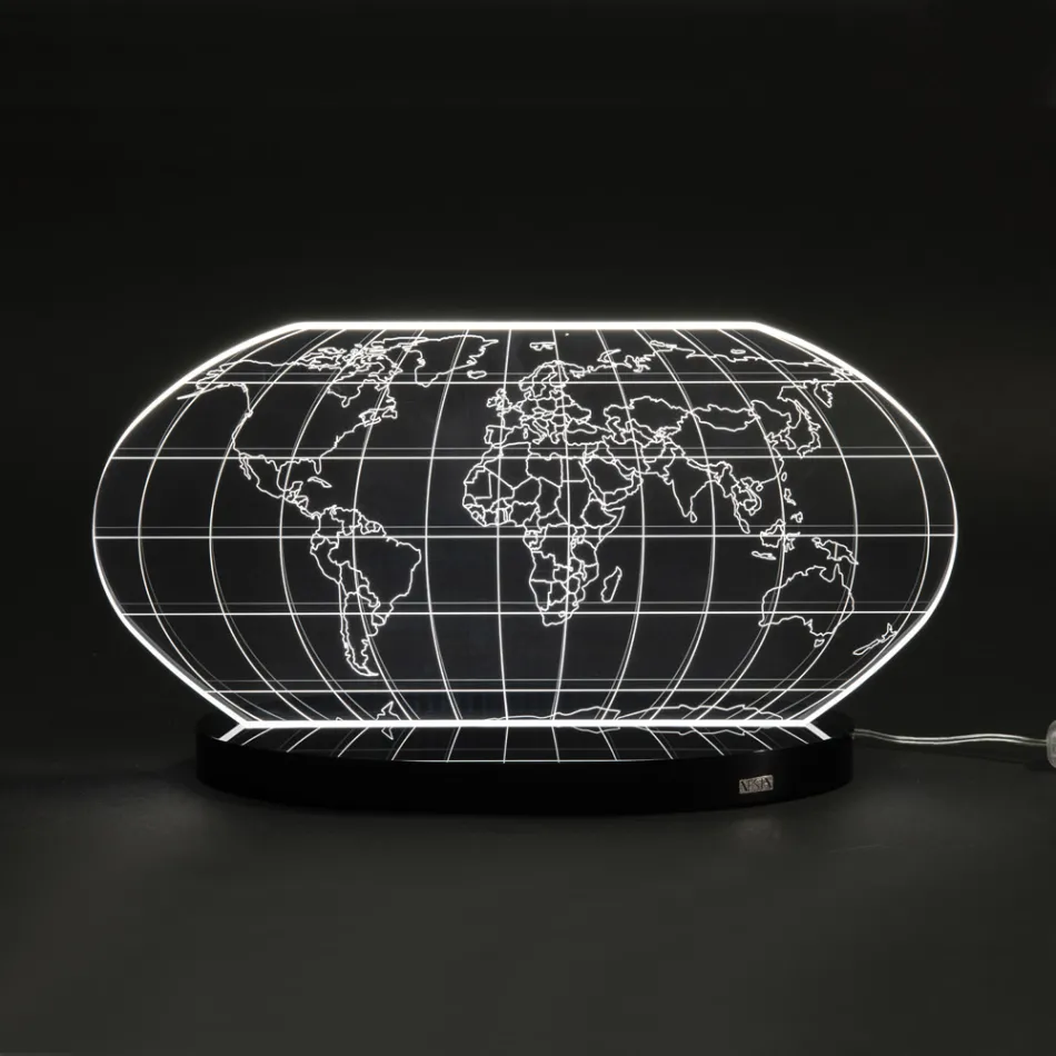 Planisphere Led bordlampe i lasergraveret akrylkrystal - Rihanna Viadurini