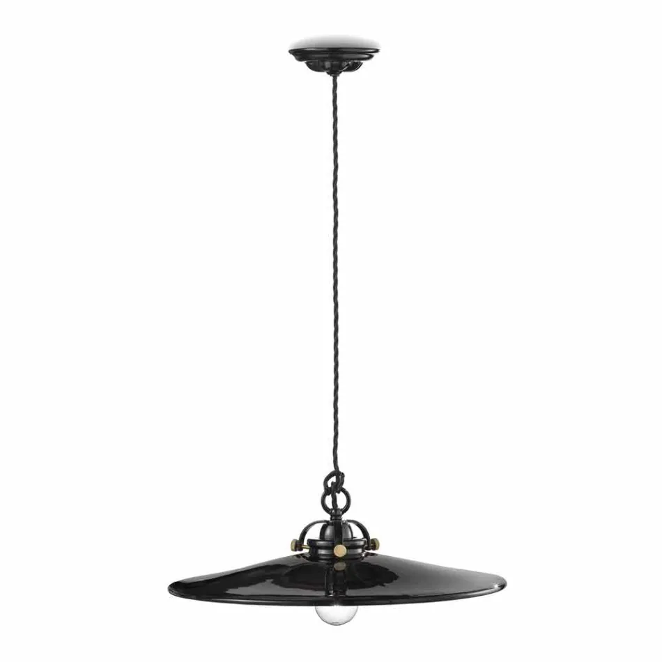 Vintage lampe i poleret keramisk suspension og gyldne skruer Betty Viadurini