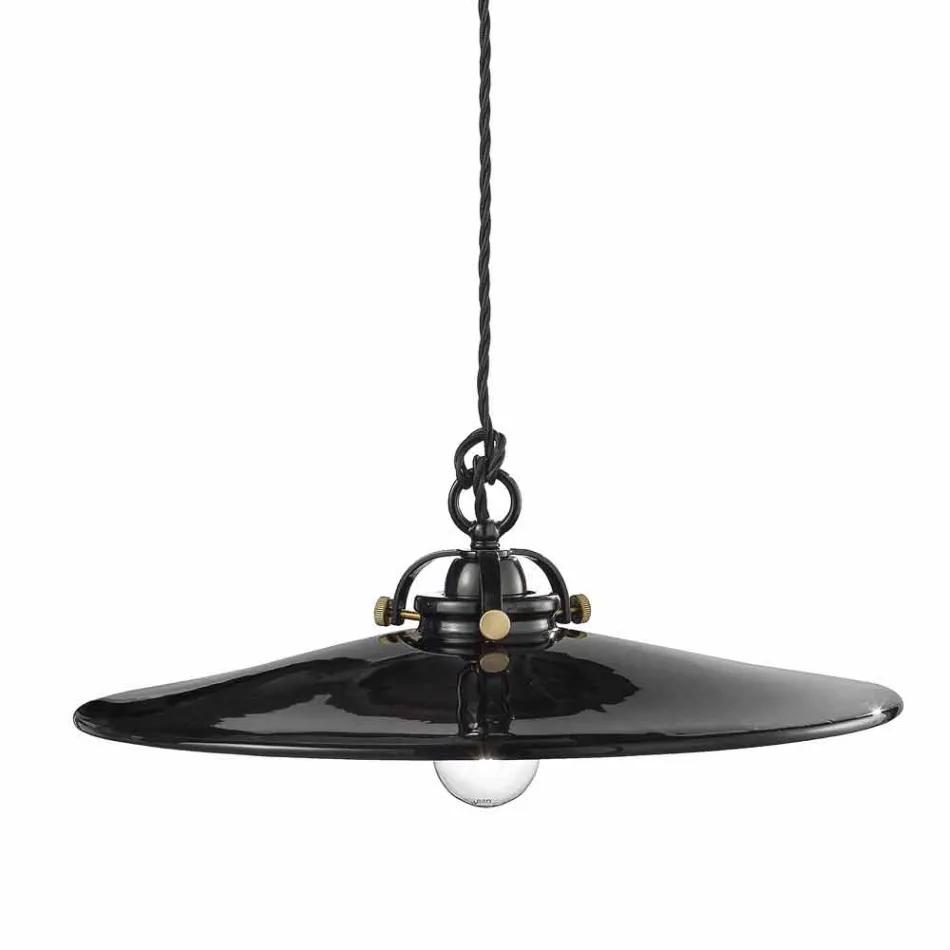 Vintage lampe i poleret keramisk suspension og gyldne skruer Betty Viadurini