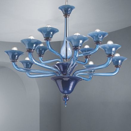 Venetiansk glas lysekrone 12 lys lavet i Italien - Ismail Viadurini