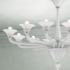 12 lys lysekrone i hvidt Venedig glas og forkromet metal - Ismail Viadurini