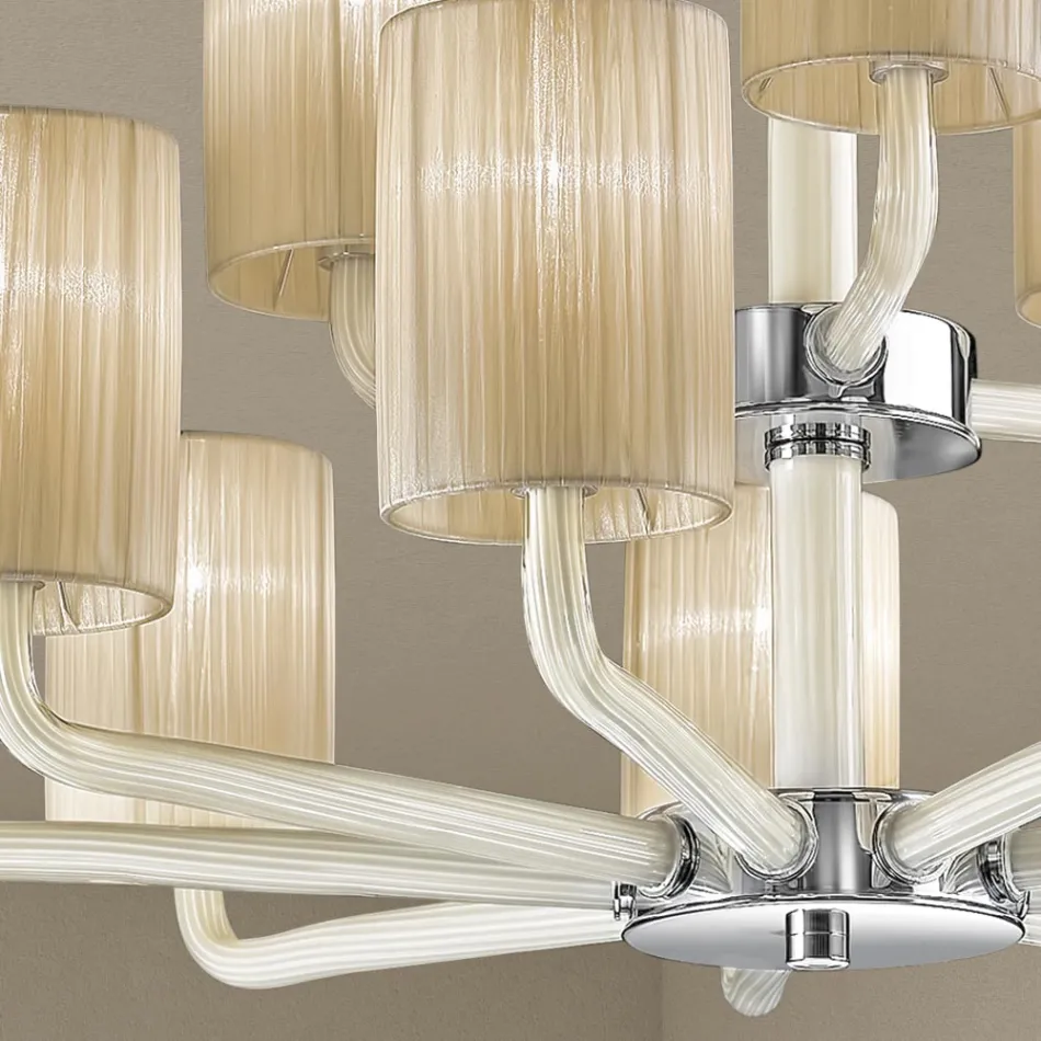 12 lys lysekrone i Venedig glas og metal lavet i Italien - Graham Viadurini