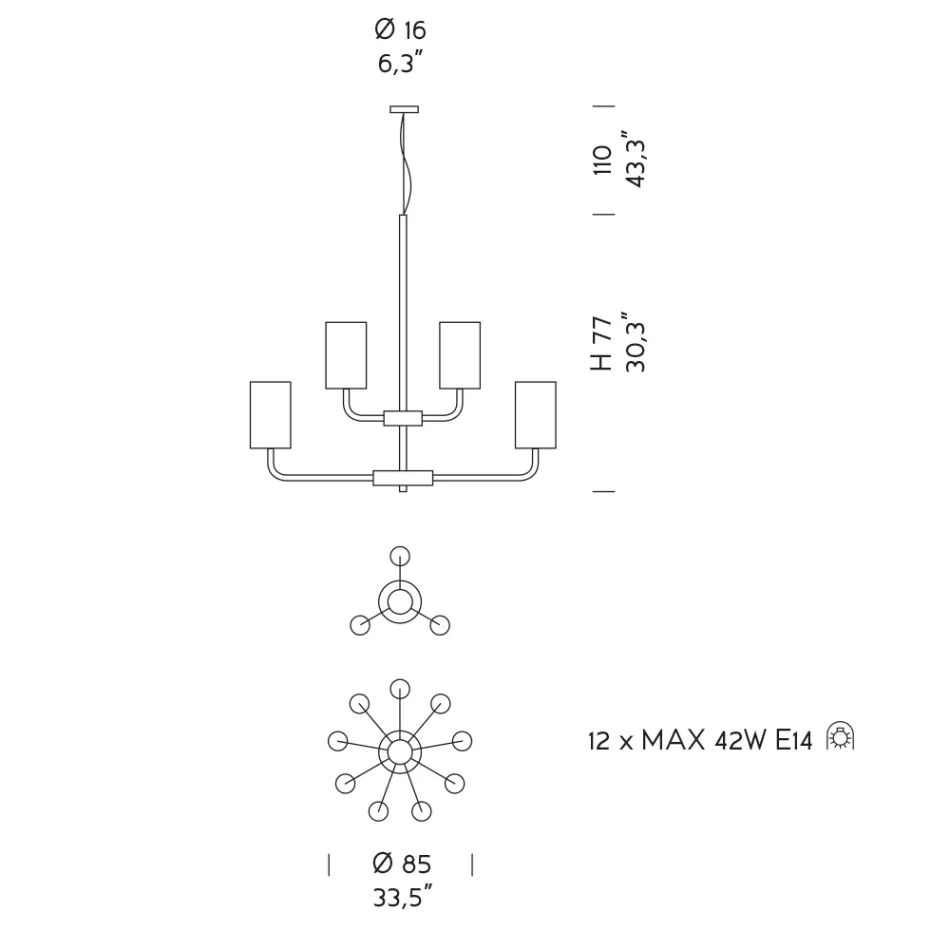 12 lys lysekrone i Venedig glas og metal lavet i Italien - Graham Viadurini