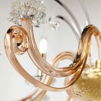 12 lys lysekrone i blæst glas og klassisk luksuskrystal - Cassea