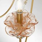 Klassisk 18 lys lysekrone i glas, krystal og luksusmetal - Flandern Viadurini
