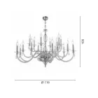 Klassisk lysekrone med 18 lys i blæst glas og hånddetaljer - Phaedra Viadurini