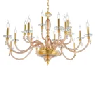 Klassisk lysekrone med 18 lys i blæst glas og hånddetaljer - Phaedra Viadurini