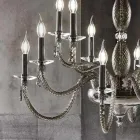 Klassisk lysekrone med 18 lys i blæst glas og hånddetaljer - Phaedra Viadurini