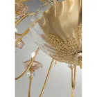 Klassisk 24 lys lysekrone i glas, krystal og luksusmetal - Flandern Viadurini