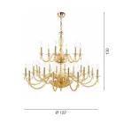 Klassisk 24 lys lysekrone i blæst glas og hånddetaljer - Phaedra Viadurini