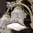 5 lys lysekrone i metal og hånddekoreret keramik og roser - Pisa Viadurini