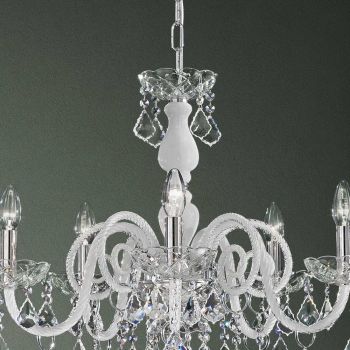 5 lys lysekrone i venetiansk glas og metal klassisk - florentinsk stil