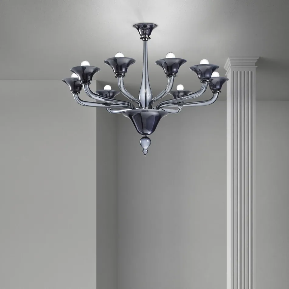 Venetiansk glas lysekrone 8 lys lavet i Italien - Ismail Viadurini