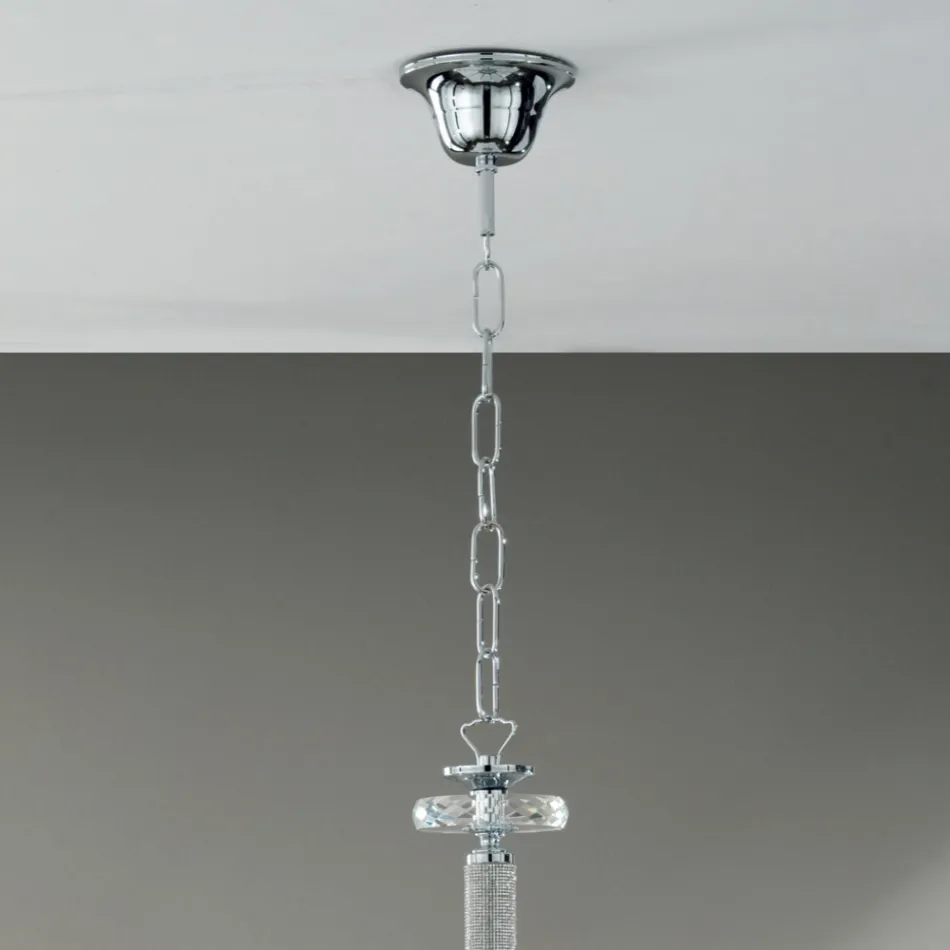 Lysekrone 8 lys Klassisk italiensk glas håndlavet blågrøn - Similo Viadurini