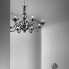 8 lys lysekrone i Venedig glas og metal lavet i Italien - Foscarino Viadurini