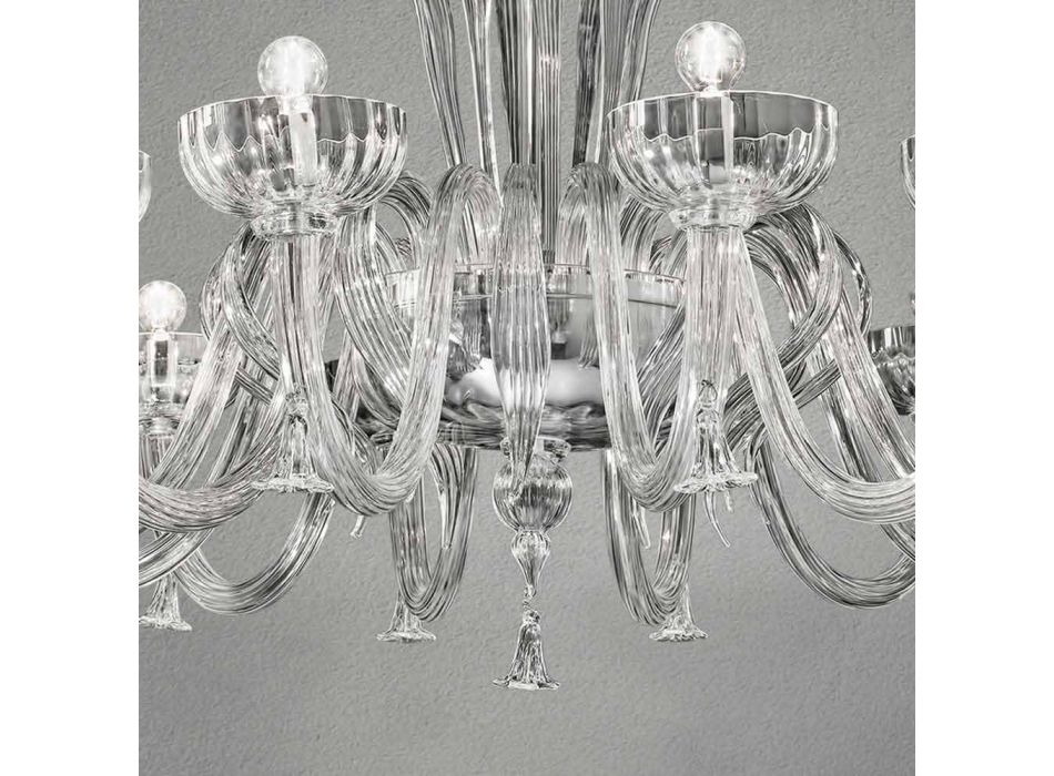 12 lys håndlavet lysekrone fra venetiansk glas, fremstillet i Italien - Regina Viadurini