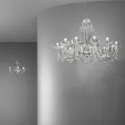 12 lys håndlavet lysekrone fra venetiansk glas, fremstillet i Italien - Regina Viadurini